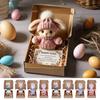 Mini Bunny Hug Cute Easter Gift Plush Bunny With Knitted Hat And Pom Pom Soft Pocket Emotional Support Rabbit With Gift Box Card