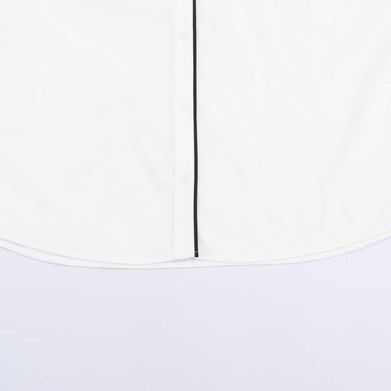 Womens Loose Fit Casual Shirt With Contrast Trim Cotton Poplin Long Sleeve Button-Down Fall 2025
