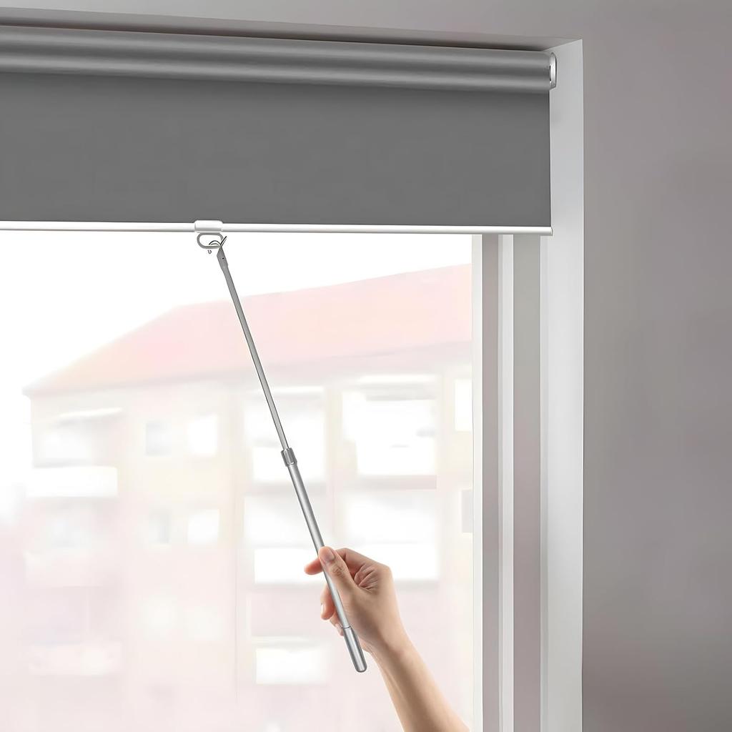Cordless Blind Extension Pole 13"-24" Adjustable Draw Rod & Window Opener Stick for Roller Shades, Zebra Blinds - Multi-Purpose as Curtain Pull Rod