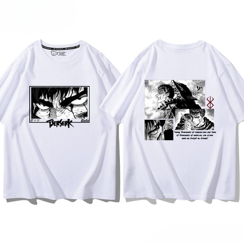 Футболка из 100% хлопка с фирменным принтом воинов аниме Berserk Guts летняя мужская повседневная уличная одежда с короткими рукавами