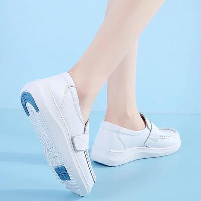 Мода Горячие Продажи Медсестра Белый Женские Весна 2025 Новые На Толстой Подошве Мягкая Кожа Одинарная Обувь Повседневные Балетки Подошва Удобные Лоферы