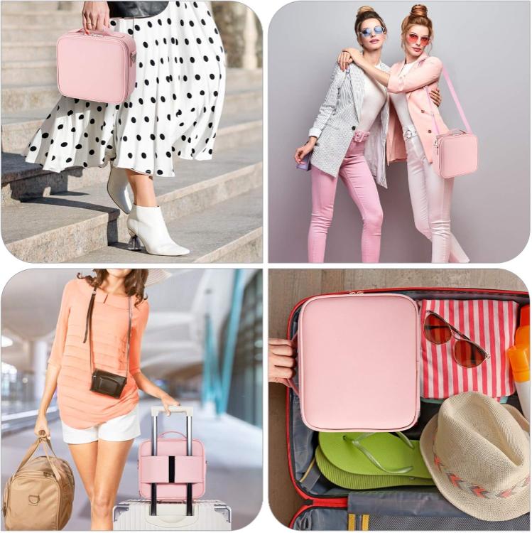 Women's cosmetic bag organizer case with compartments, perfect for traveling