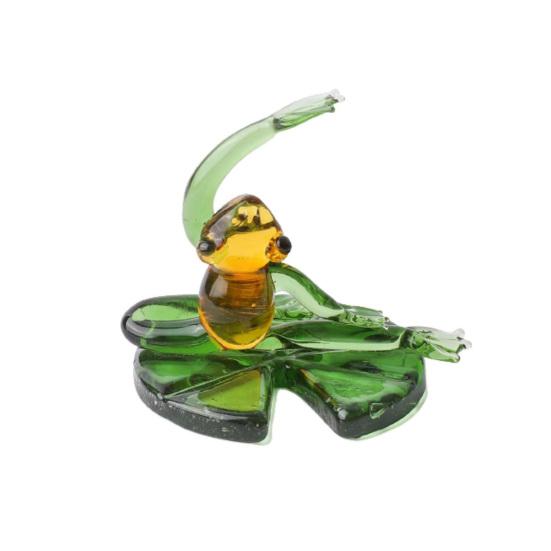 Стеклянный орнамент в виде лягушки для йоги, креативный дизайн, тонкое мастерство, украшение для мини-стола, мультяшный стеклянный орнамент