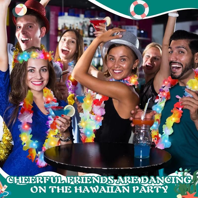 10 шт. Светодиодные гавайские леи Светящиеся цветочные леи Ожерелье Цветы Луа Венок Гирлянды Пляжная свадьба Тропическая тематическая вечеринка Принадлежности