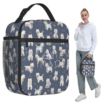 The West Highland Terrier BLU Insulated Lunch Bag for Women Office Cooler Thermal Food Box Tote Portable Lunch Boxes Container