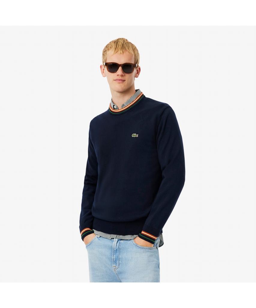Мужской хлопковый джемпер LACOSTE с контрастной отделкой, круглый вырез Ah5158-55N 6P4