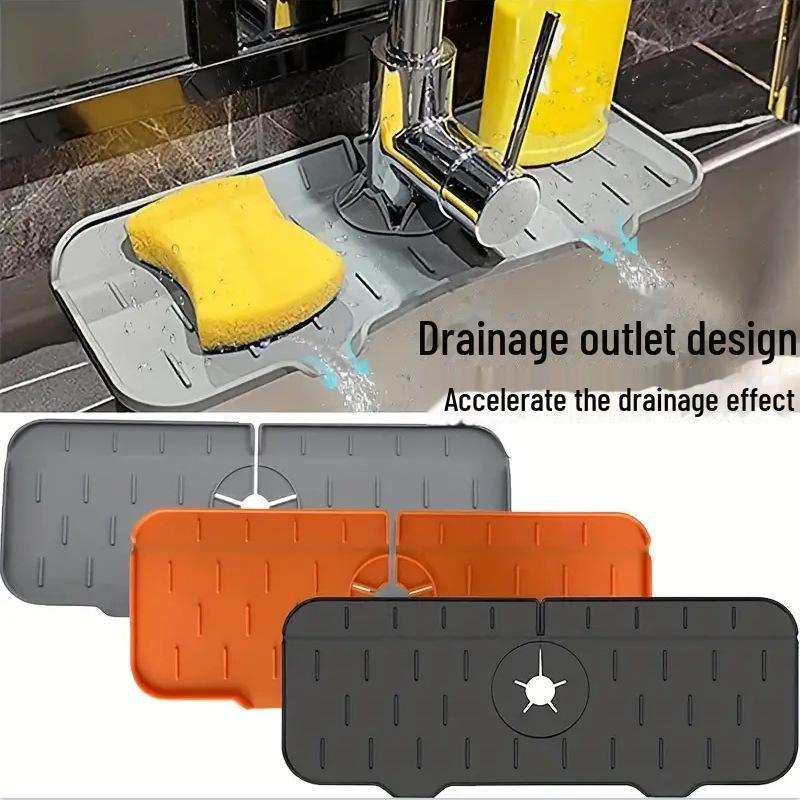 Силиконовая прокладка для слива кухонного крана с защитой от брызг - Короткая вертикальная полосатая прокладка для хранения для чистки раковины