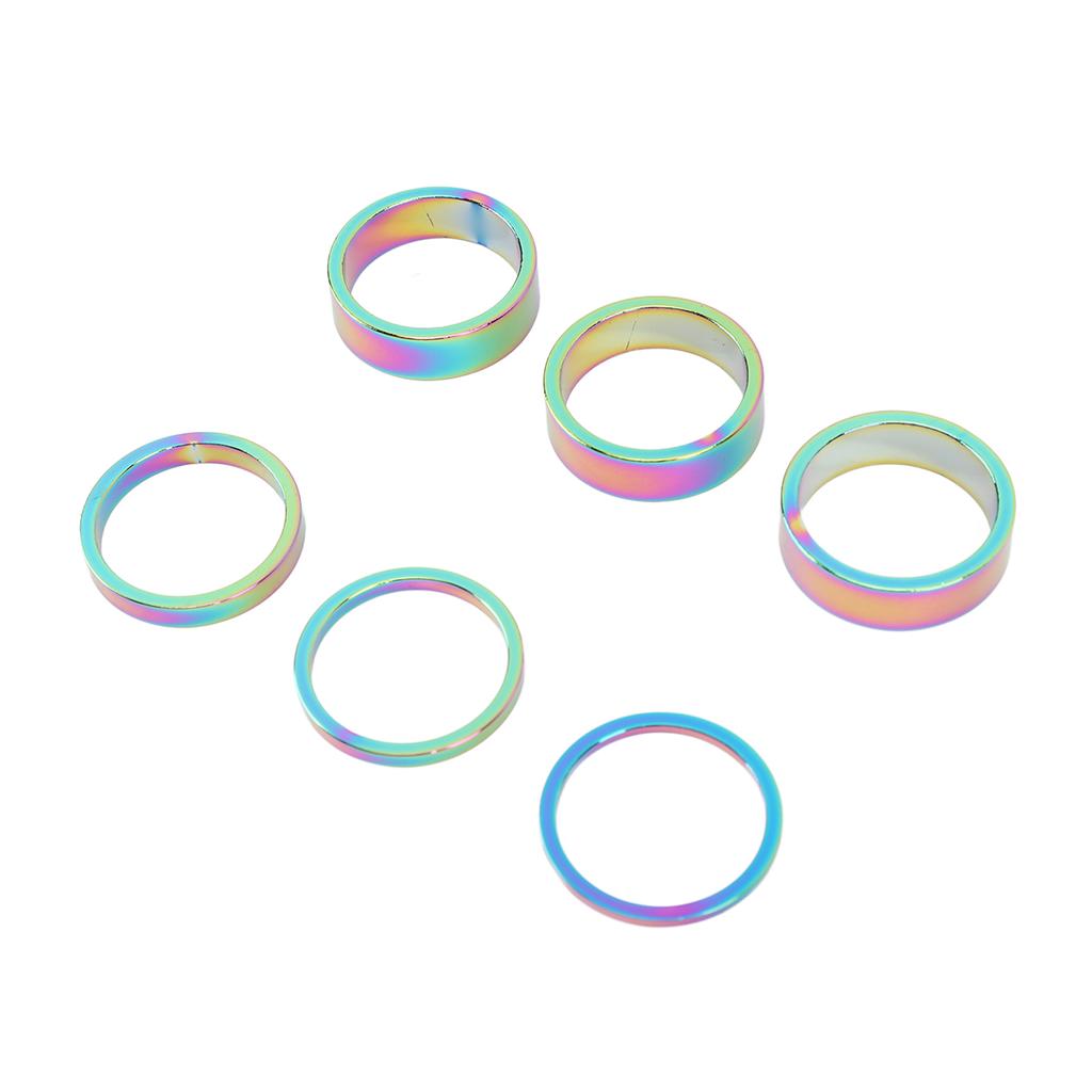 X23510 6 шт. Проставочные кольца рулевой колонки велосипеда 28,6 мм 1,1 дюйма Алюминиевый сплав Проставочные шайбы передней вилки для горного велосипеда 10 мм 5 мм 3 мм 2 мм