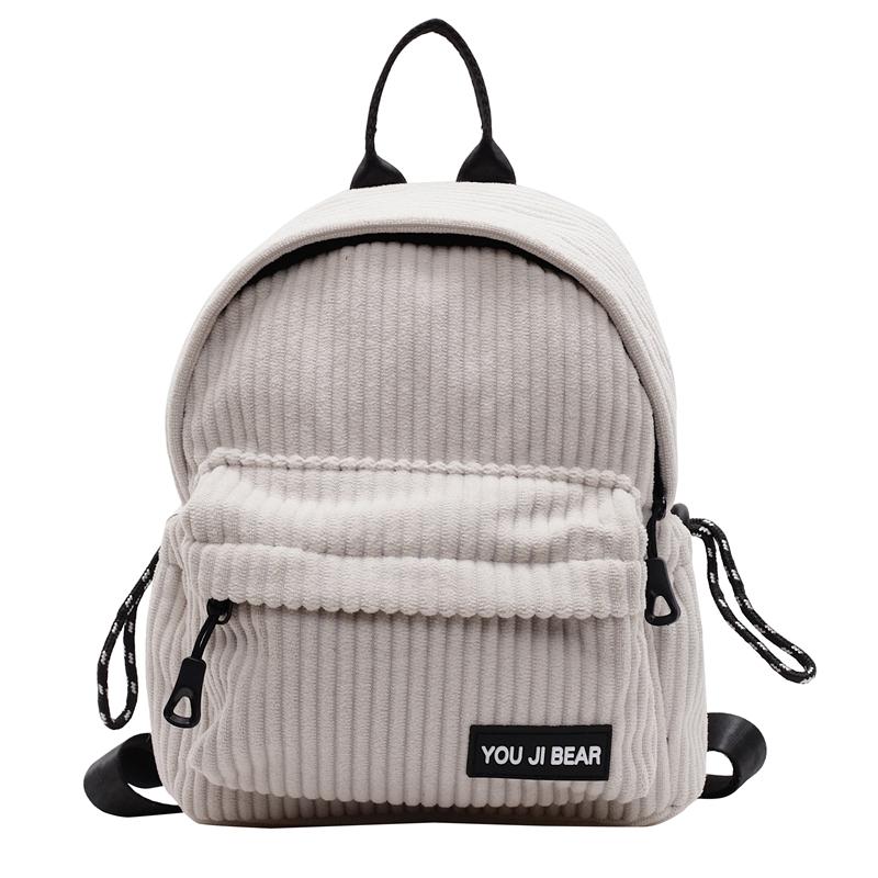 Corduroy Backpack Women's Small Backpack Student Class Bag Multi-Function Chest Bag