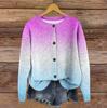 Женский винтажный вязаный кардиган-жакет на пуговицах с градиентным принтом