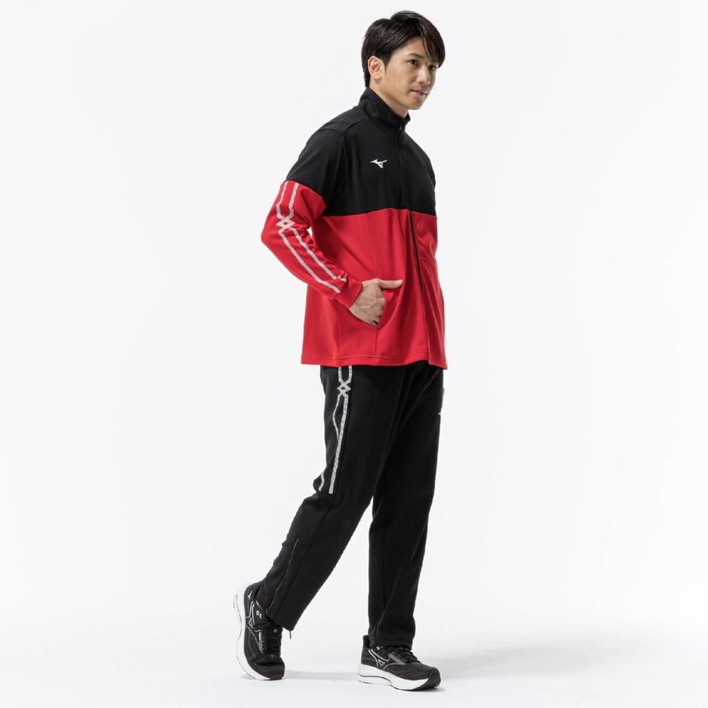 Тренировочная одежда MCL Куртка 32MCD110 Унисекс Китайский 2XL [Mizuno] Разминочная Красный/Черный
