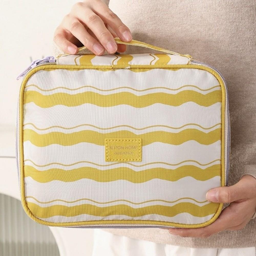 Large Capacity Striped Makeup Bag Waterproof Wash Bag Travel Cosmetic Pouch Bathroom