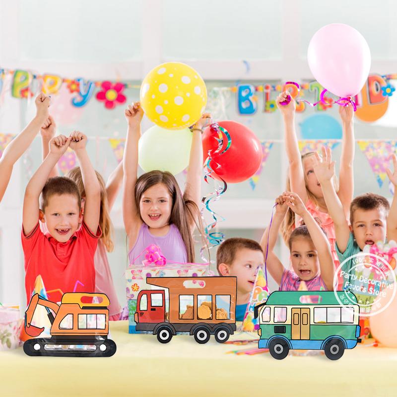 10 шт. строительный грузовик конфеты подарочный пакет полицейская машина экскаватор печенье закуски сумки на молнии детский день рождения сувениры декор поставки