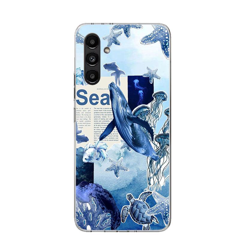 Чехол для телефона 'Морская звезда, Морская черепаха, Акула' для Samsung Galaxy A17 A16 A14 A15 A13 A57 A56 A54 A55 A53 A37 A36 A34 A35 A33 A26 A2