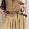 Retro Grommet PU Leather Waist Belt Gothic Steampunk Vintage Rivet Waist Cinch Belt Wide Y2k Waistband Female Jeans