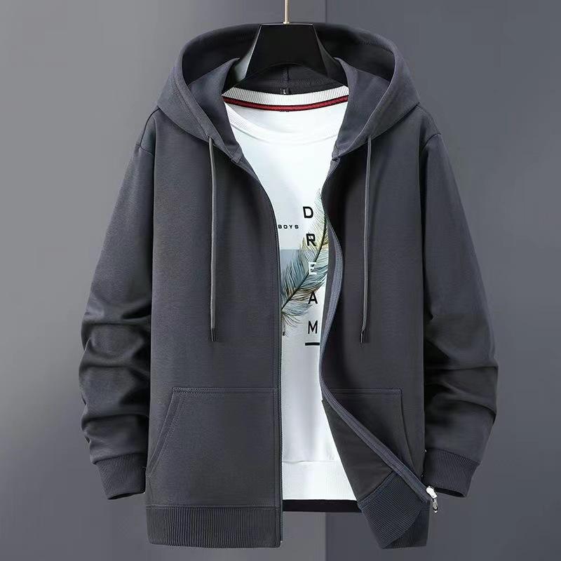 Autumn Men's Large Size Solid Color Hooded Sweatshirt