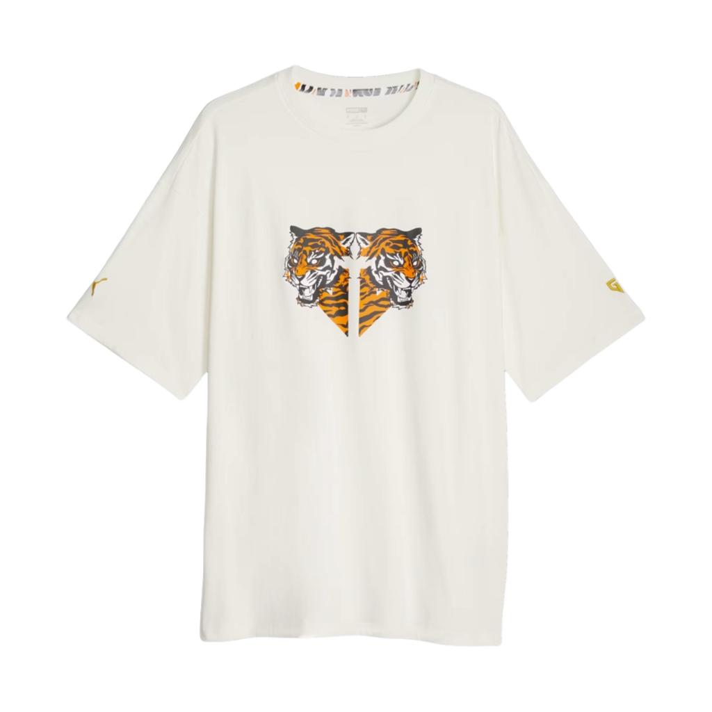 Puma Футболка унисекс с коротким рукавом и круглым вырезом X Gen.G Auspicious Tiger Print, белая 621734-02