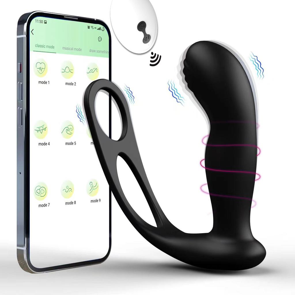 Remote Control Thrusting Vibrating Prostate Massager Vibrating Anal Plug with Cock Ring Male Dildo Sex Toy for Man Couples Play