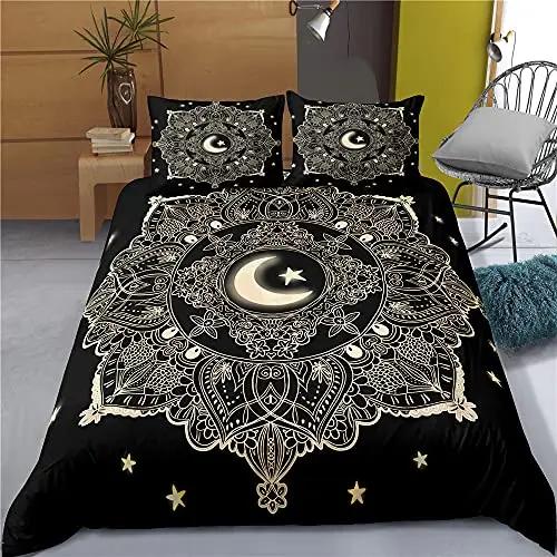 Комплект постельного белья Hamsa Hand Boho Mandala, пододеяльник, комплект постельного белья Black Gold Bohemia, комплект постельного белья Fatima Hand, пододеяльник Lucky Hand