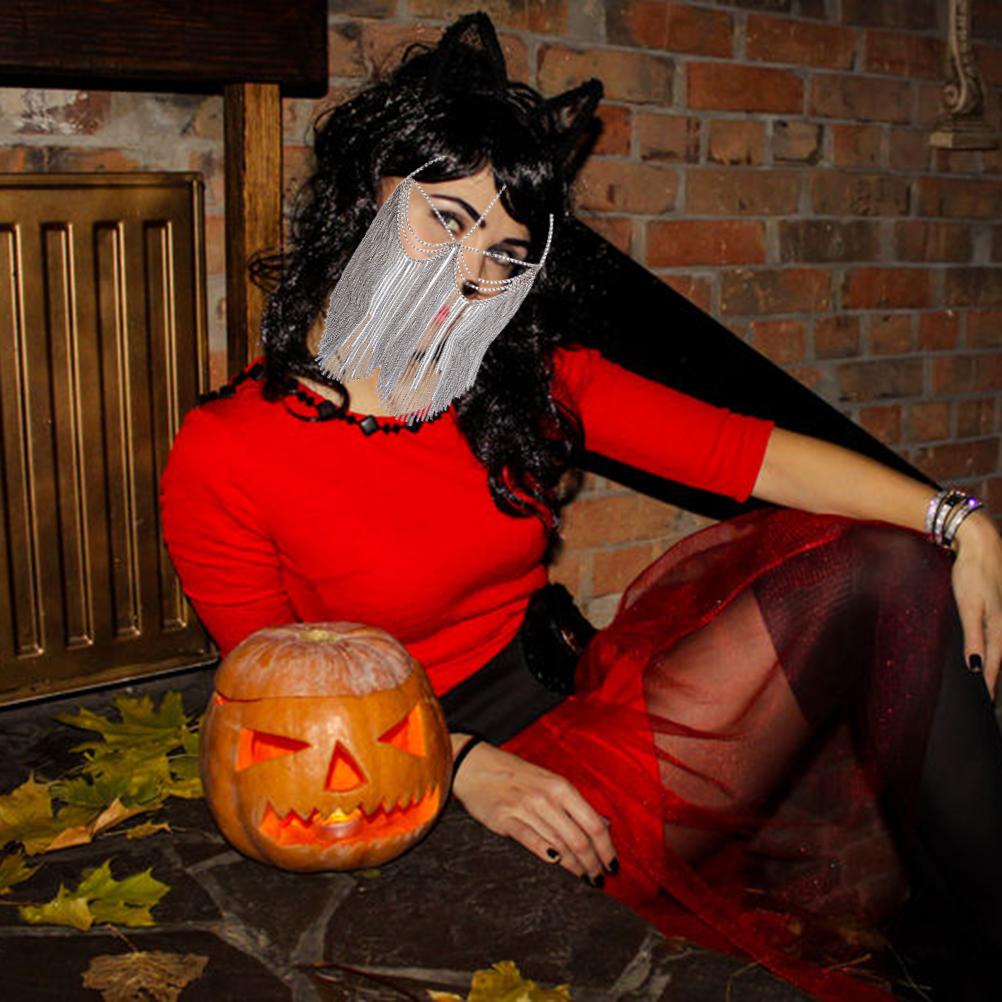 Masquerade Mask Chain Face Chain Jewelry Mask Costume Headwear for Nightclub Party Cosplay Dance Accessories