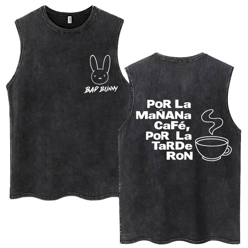 Рэпер Bad Bunny Деби Тирар Мас Фотос DTMF Стиранные майки Модная эстетика Безрукавки Мужские Женские Хлопковые жилеты