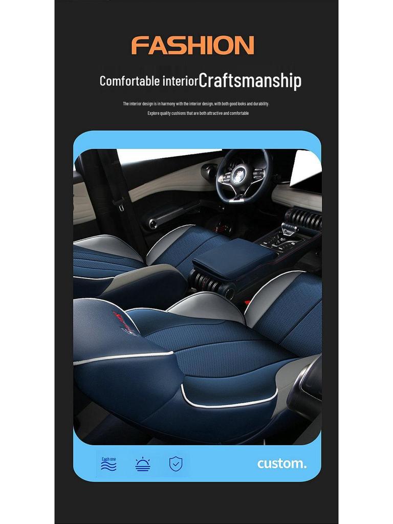 BYD Yuan PLUS Perforated Leather Car Seat Cushion - Four Seasons Full Coverage, Five-Seat.
