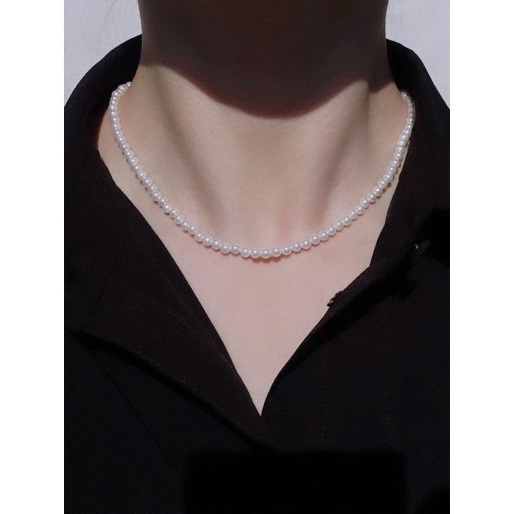 Glanz Pearl Necklace 4mm Pearl Silver Necklace (Silver925)