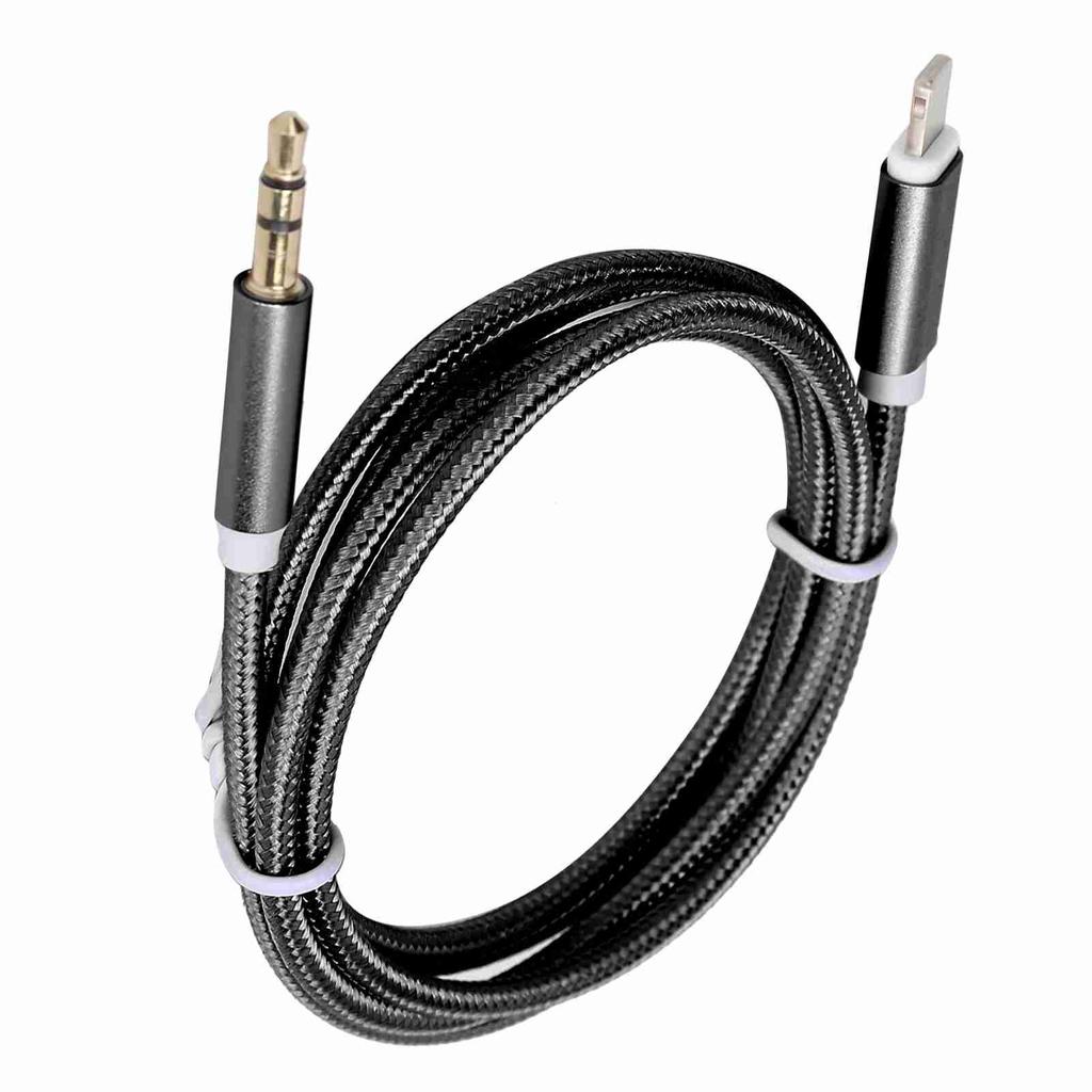 Автомобильный AUX-кабель для IOS 12 3,5 мм AUX o для IOS Интерфейсный адаптер Нейлоновый плетеный кабель Черный