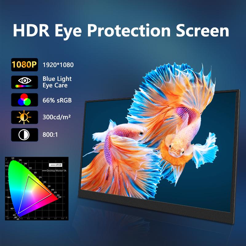 14 '' Portable IPS Monitor 1920x1200 Resolution Screen Touch or Non-Touch Option HD Type-C Mobile Office & Gaming Display