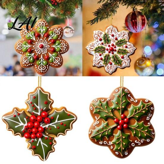 Ready to Hang Decorations 2D Acrylic Snowflake Red Gingerbread Christmas Ornament Berry Hanging Decoration Seasonal Home Decor for Xmas Tree