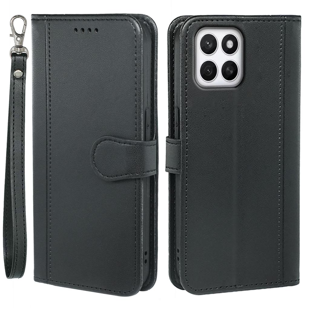 For Honor X8c 4G Wallet Case Magnetic Snap Leather Phone Cover with Strap