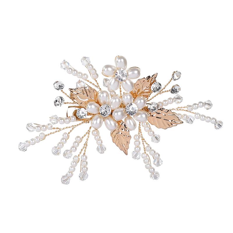 Элегантная заколка для волос с жемчужным цветком ручной работы - Винтажный свадебный аксессуар для высокой прически