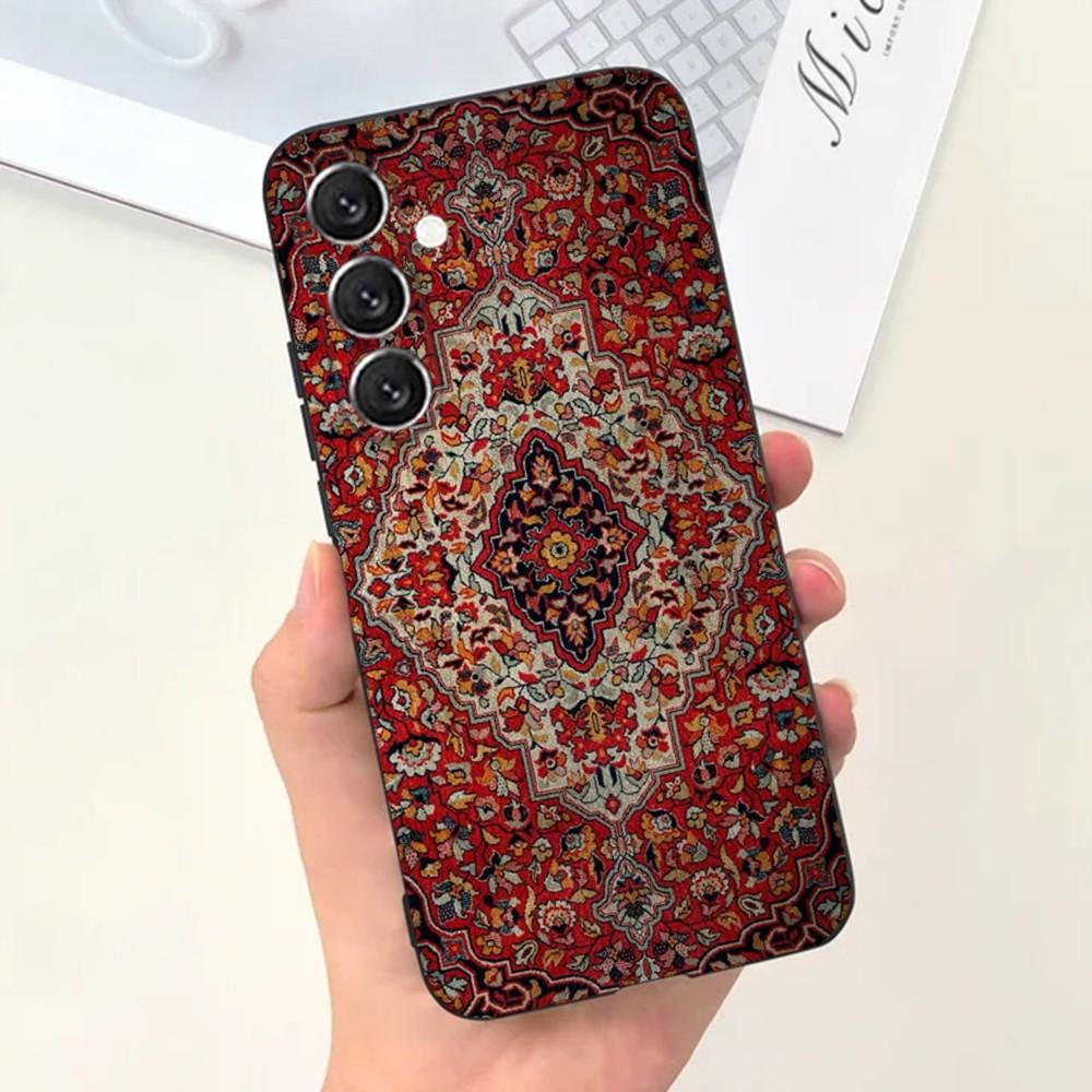 Чехол для телефона с цветочным узором в персидском стиле для Samsung S25, S24, S21, S22, S23, S30, Ultra, S20, Plus, Fe, Lite, Note, 10, 9, 5G Черный чехол