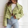 Женский свободный повседневный пиджак с длинными рукавами и клетчатым принтом, модная куртка