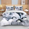 Cute Penguin Bedding 3 Piece Set King Size Double Bed Bedding Set Microfiber or Polyester Duvet Cover Set Kids Bedroom Bed Set