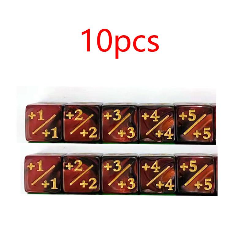 10Pcs 16mm 6 Side Dice Counters +1/1 Counting Dice And Dual Color Positive And Negative Compatible With Card Game Accessories