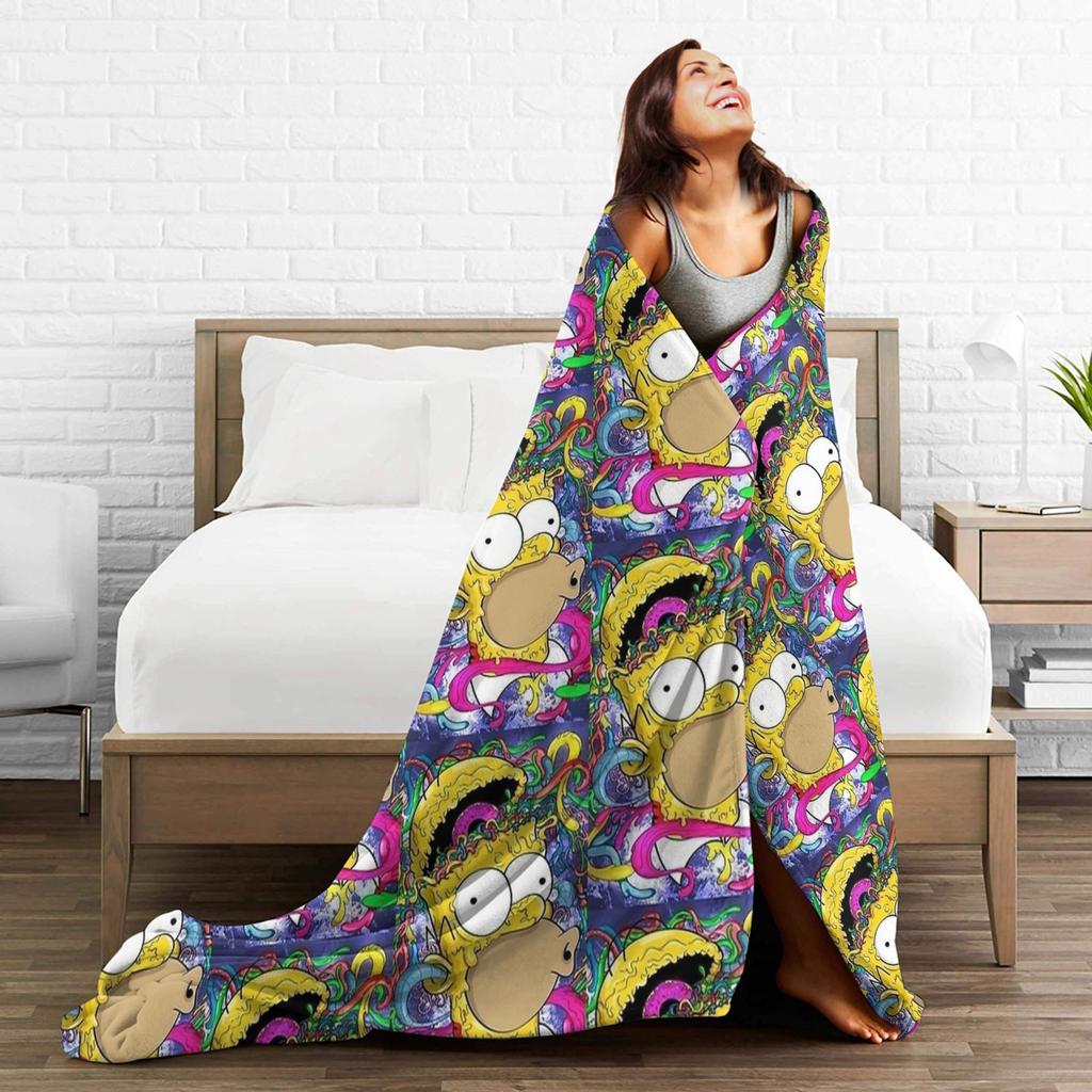 Soft Cozy Blanket Picnic Crazy Homer S-Simpsons Throw Blanket Print Bedspread For Home Decor