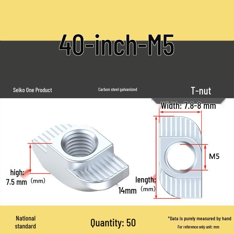European Standard T-Slot Aluminum Profile Nuts: Wing Nuts M3-M8, Types 20/30/40/45.