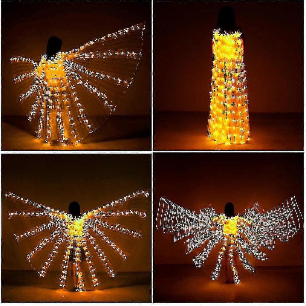 Led Luminous Big Wings Adult Warm Light Golden Wing Butterfly Cloak Bar Performance Fluorescent Props, Halloween Decoration Clothes