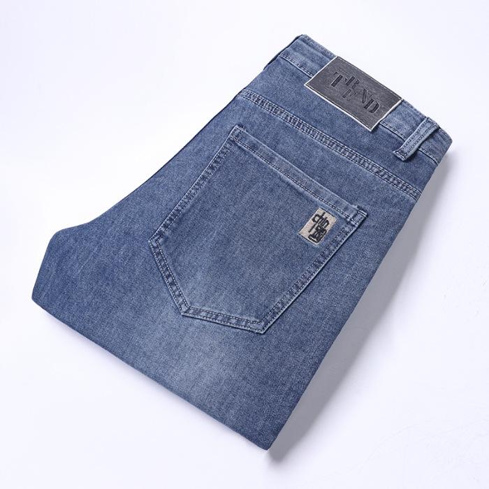 Летние новые эластичные мягкие непромокаемые прямые джинсовые брюки с трехмерной вышивкой