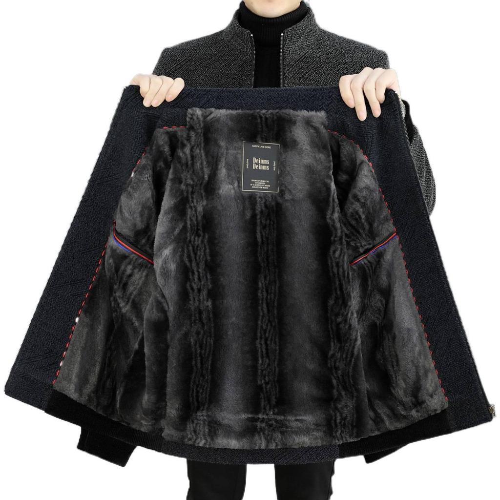 Мужская куртка из шерстяного велюра Pierre Cardin - Молодежная повседневная, С подкладкой из бархата, Теплая, Зимняя одежда