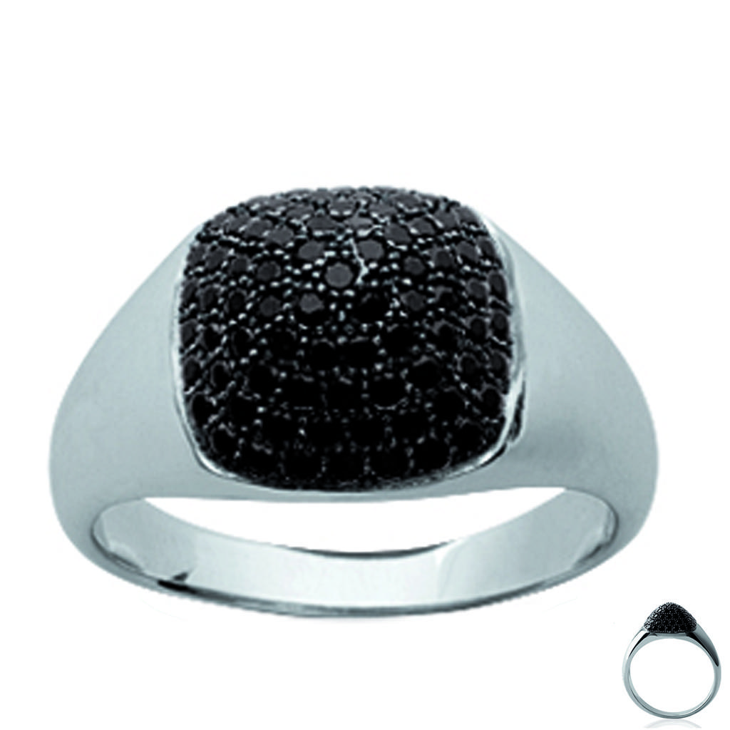 Silver Ring 'Sissi' Black Silver (rhodium) - 12x12 Mm