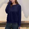 Женский повседневный модный топ, однотонный, круглый вырез, длинный рукав, пуловер