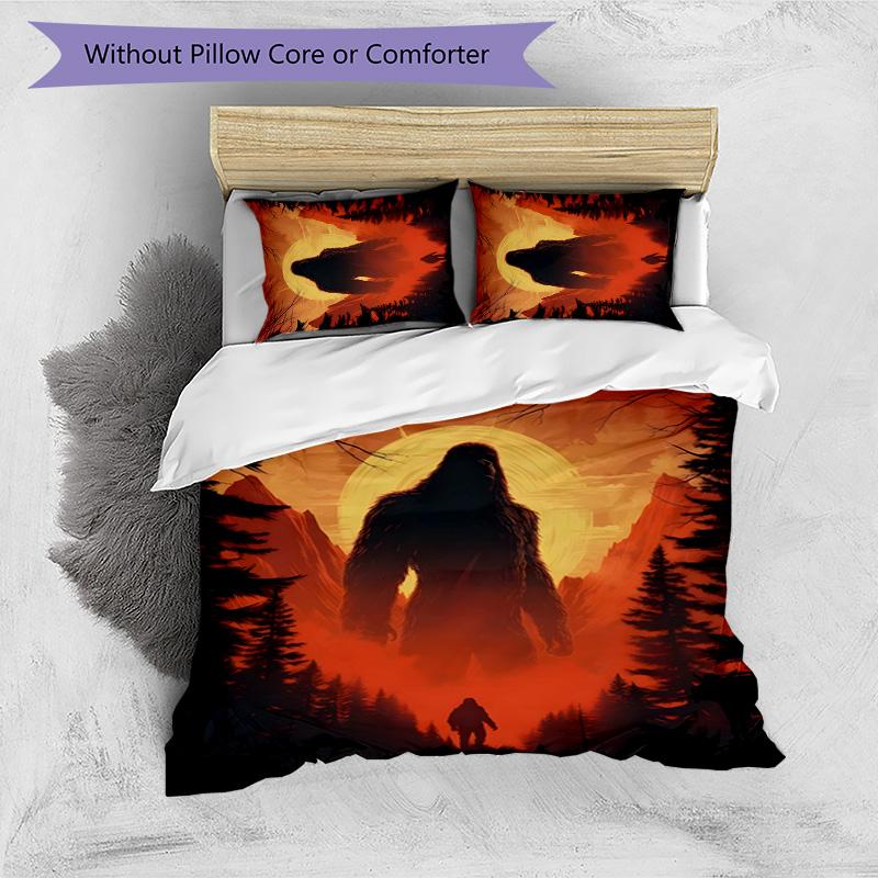 Bigfoot 3pcs Bedding Set Duvet Cover Closure Includes 1 Duvet Cover & 2 Pillowcases for All Seasons Bedroom Home Dorm Decor
