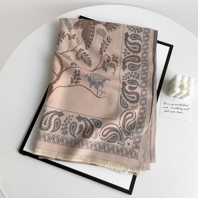 Scarf Women's Winter Imitation Cashmere Scarf High-end Sense Versatile Retro Long Shawl Warm Dual-purpose Scarf