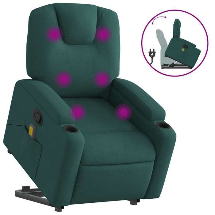 VidaXL Reclining Massage Armchair Dark Green Fabric 3204386