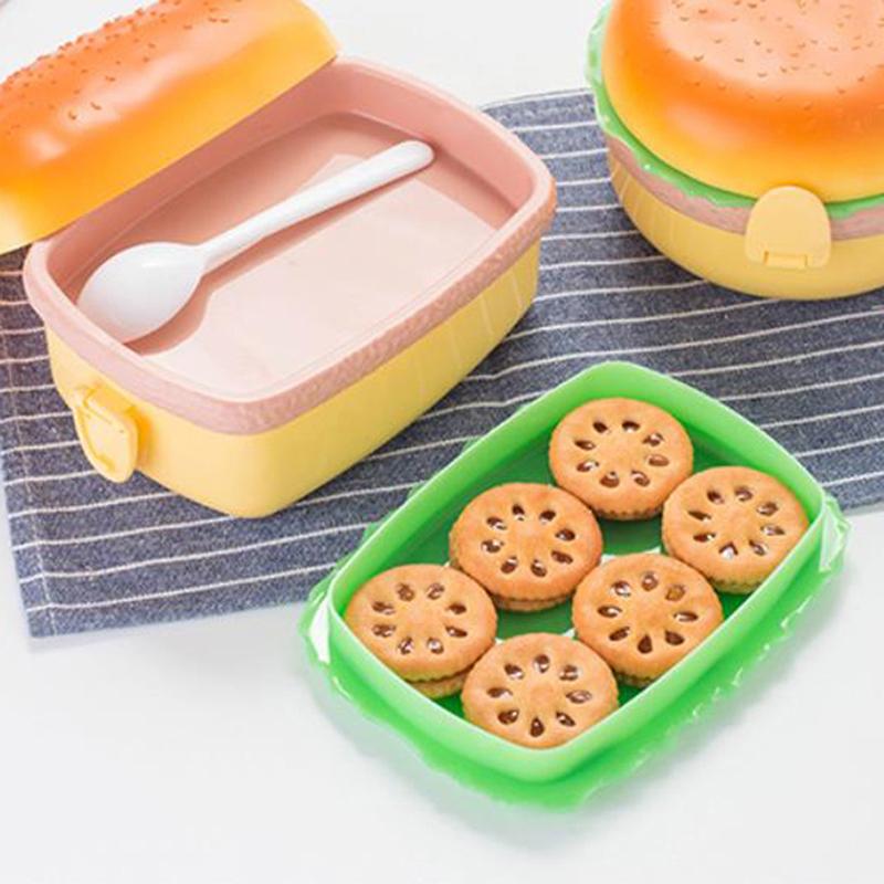 Творческий гамбургер, двойной ланч-бокс, детский контейнер для бенто, контейнер для хранения еды