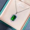 Luxury Square Green CZ Necklace Women Wedding Engagement Accessories Brilliant Lady's Necklace for Evening Party Jewelry