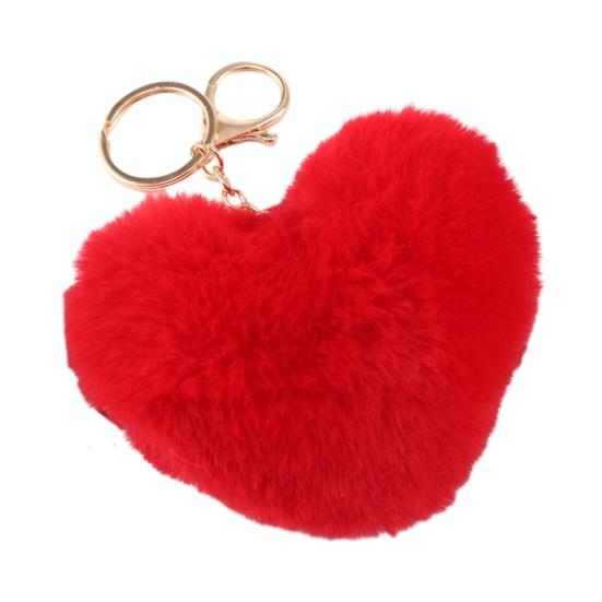 Plush Love Heart Keychain Soft Fluffy Lightweight Girls Car Key Ring Holder Handbag Backpack Decoration Pendant Birthday Gift