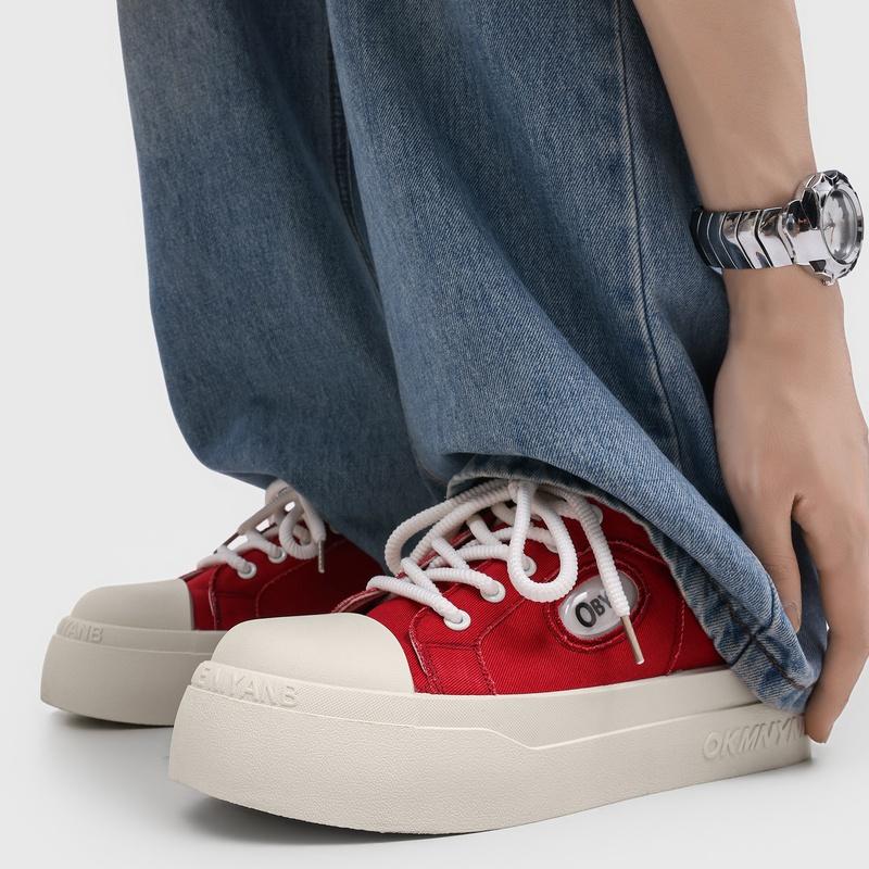 Men's thick-sole canvas casual shoes Four season new fashion soft-sole light breathable outdoor walking shoes comfort board shoe